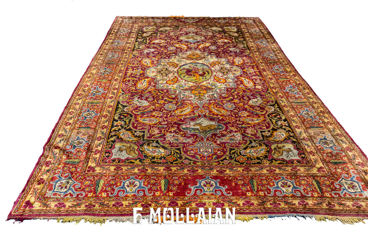 Antique Silk Bakhtiari Rug Rust&Red Color n°:83121384